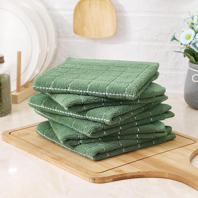 Homaxy 100% Cotton Terry Kitchen Dish Cloths, Ultra Soft and Absorbent Dish