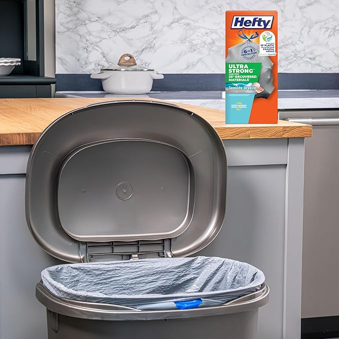 Hefty Ultra Strong 13 Gallon Trash Bags, Tall Kitchen Trash Bags Made