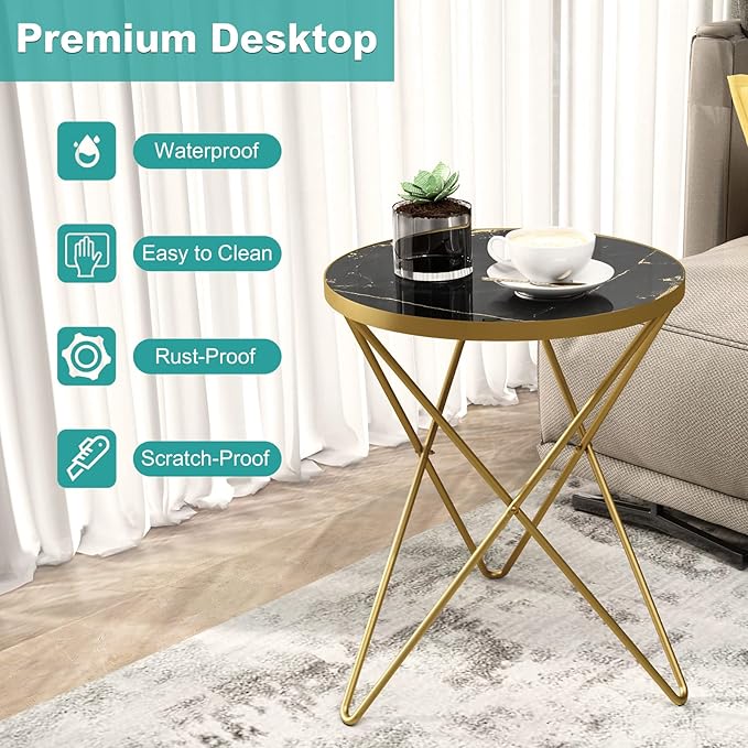 HLR Modern Round Side Table Set of 2, End Table