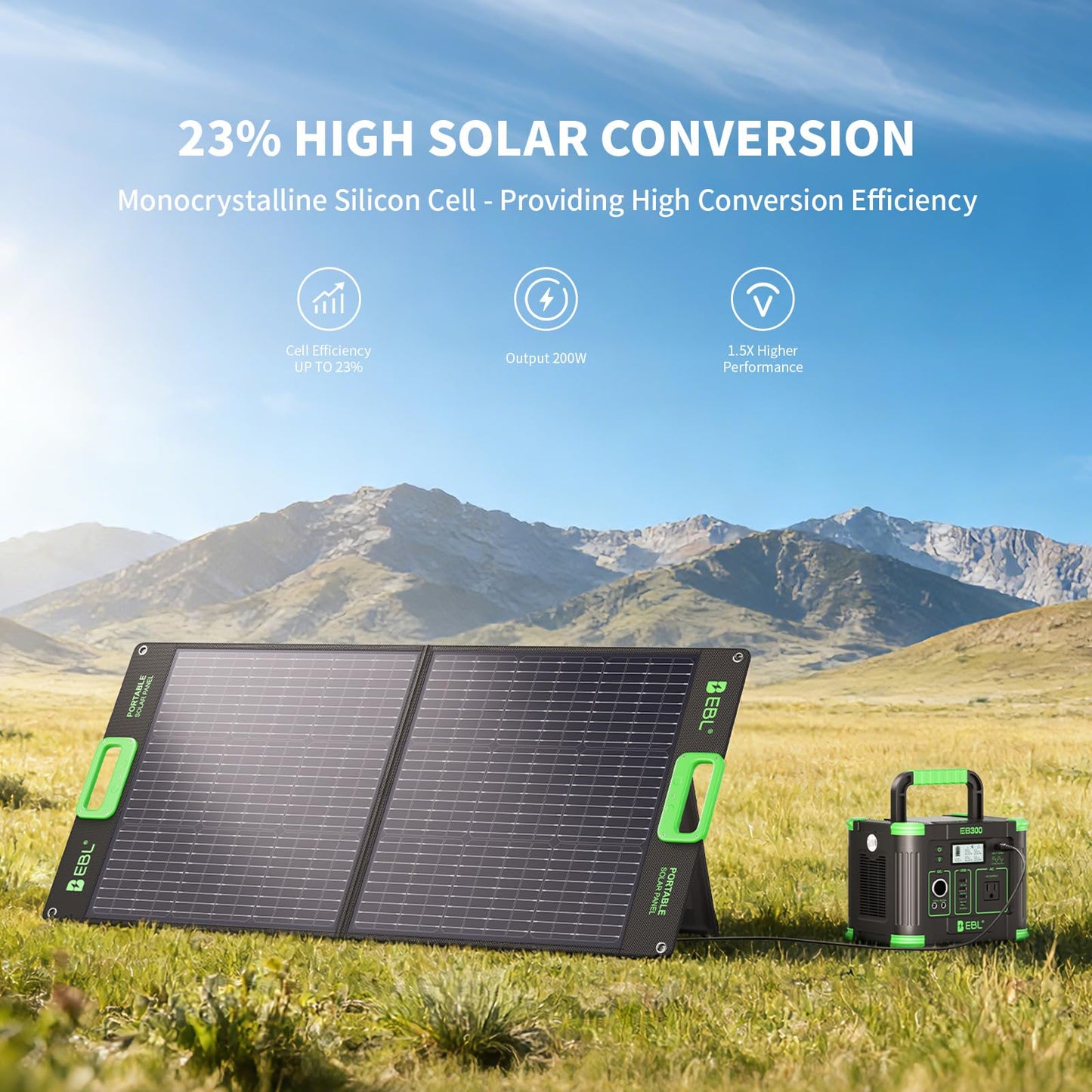 EBL 100W Portable Solar Panel for Power Station, 18V Foldable Solar Charger for Jackery/Ecoflow/Bluetti/GRECELL, Waterproof IP65 High-Efficiency Battery Charger for Outdoor Camping RV Off-Grid Living