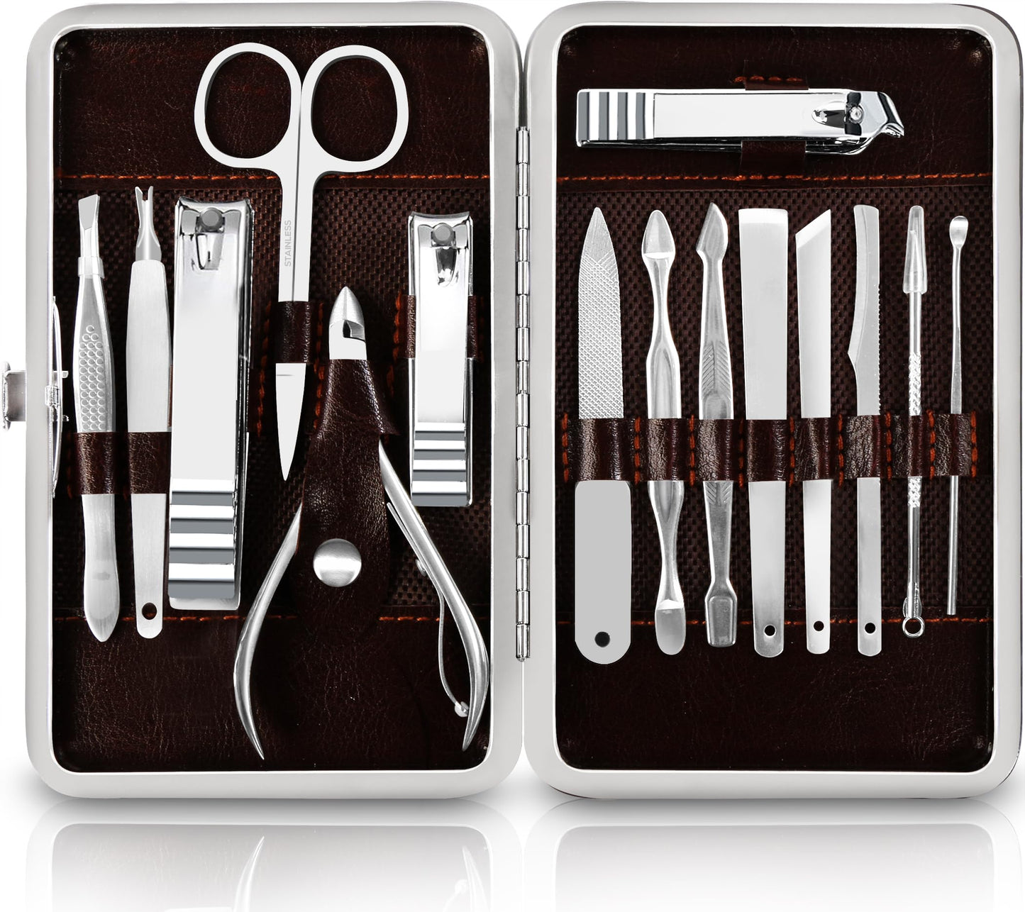 Utopia Care Nail Clippers Professional Nail Kit or Manicure Kit for Women and Men, Stocking Stuffers or Groomsmen Gifts 16Pcs Pedicure Set for Fingernail, Toenail Clippers with Travel Case