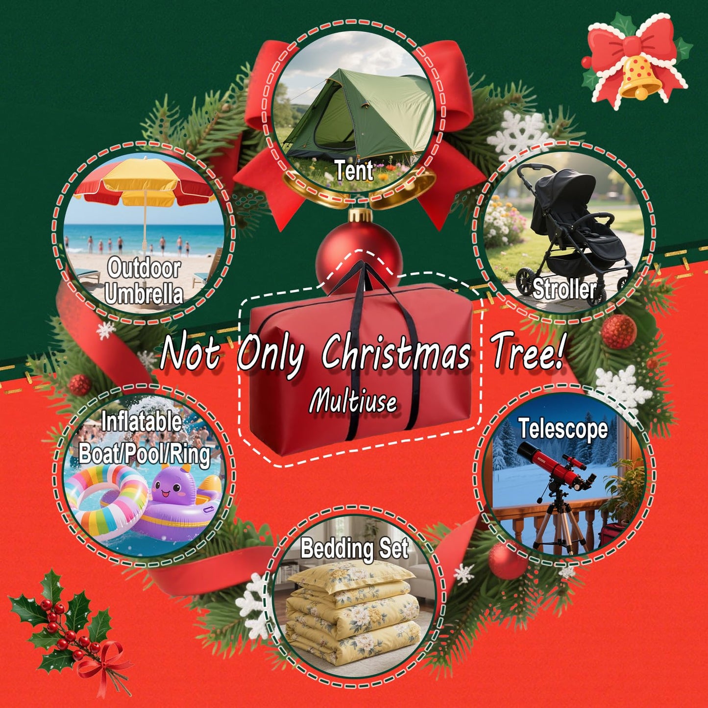 Small Christmas Tree Storage Bag Heavy Duty 3FT/4FT/5FT Christmas Tree Bag for Detachable Christmas Tree 600D Oxford Waterproof Dusty-Proof with 2 Reinforced Handle,Large Zipper Opening