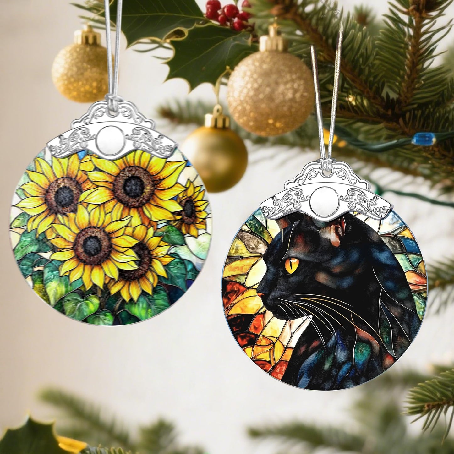 Christmas Ornaments: Christmas Tree Decorations, Black Cat Holiday Decor, Stocking Stuffers, Gift Ideas, Xmas Gifts & Gift for Cat Lover