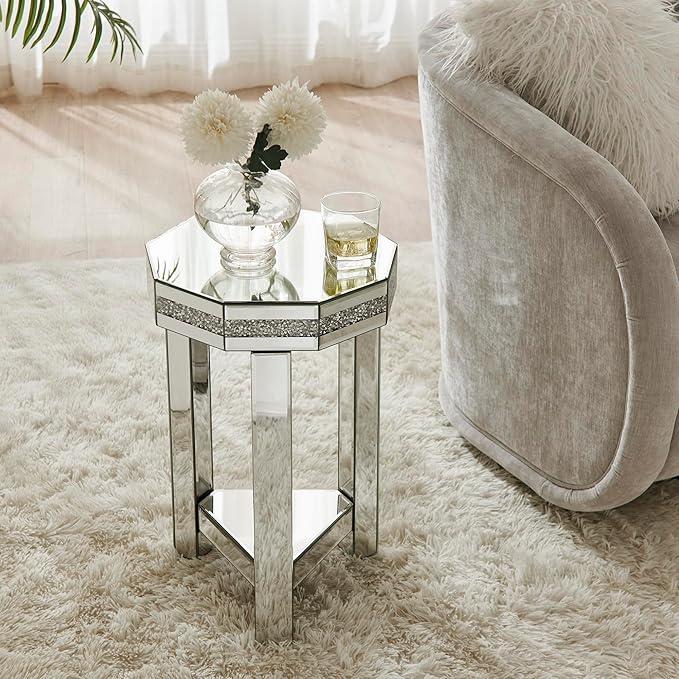 Mirrored Octagon End Table