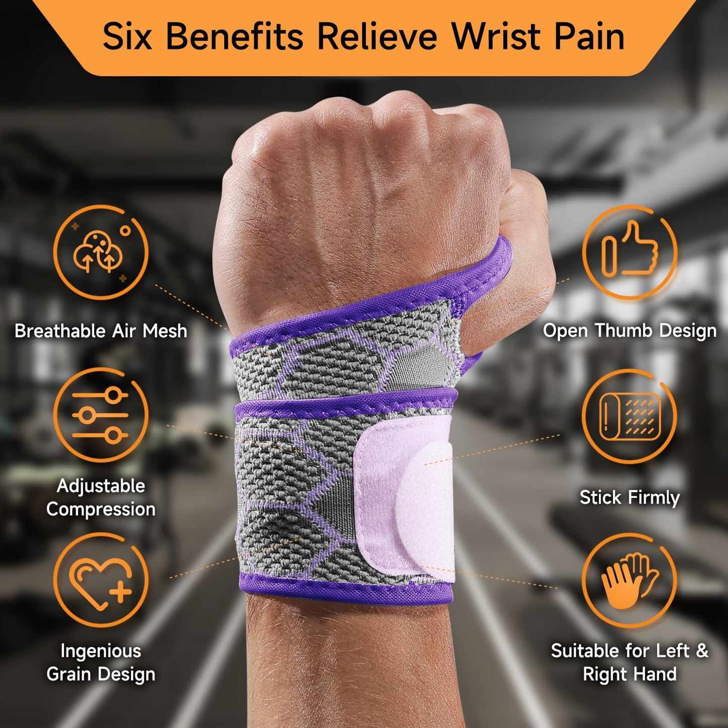 Domaste Sport Slim Wrist Wrap - Wrist Brace for Carpal Tunnel, Neoprene-Free Compression Wrist Support for Workout, Adjustable Wrist Guards Fit Right Left Hand (Saruk Grey, Pack of 1)