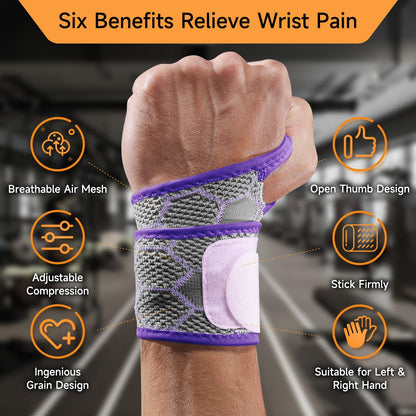 Domaste Sport Slim Wrist Wrap - Wrist Brace for Carpal Tunnel, Neoprene-Free Compression Wrist Support for Workout, Adjustable Wrist Guards Fit Right Left Hand (Saruk Grey, Pack of 1)