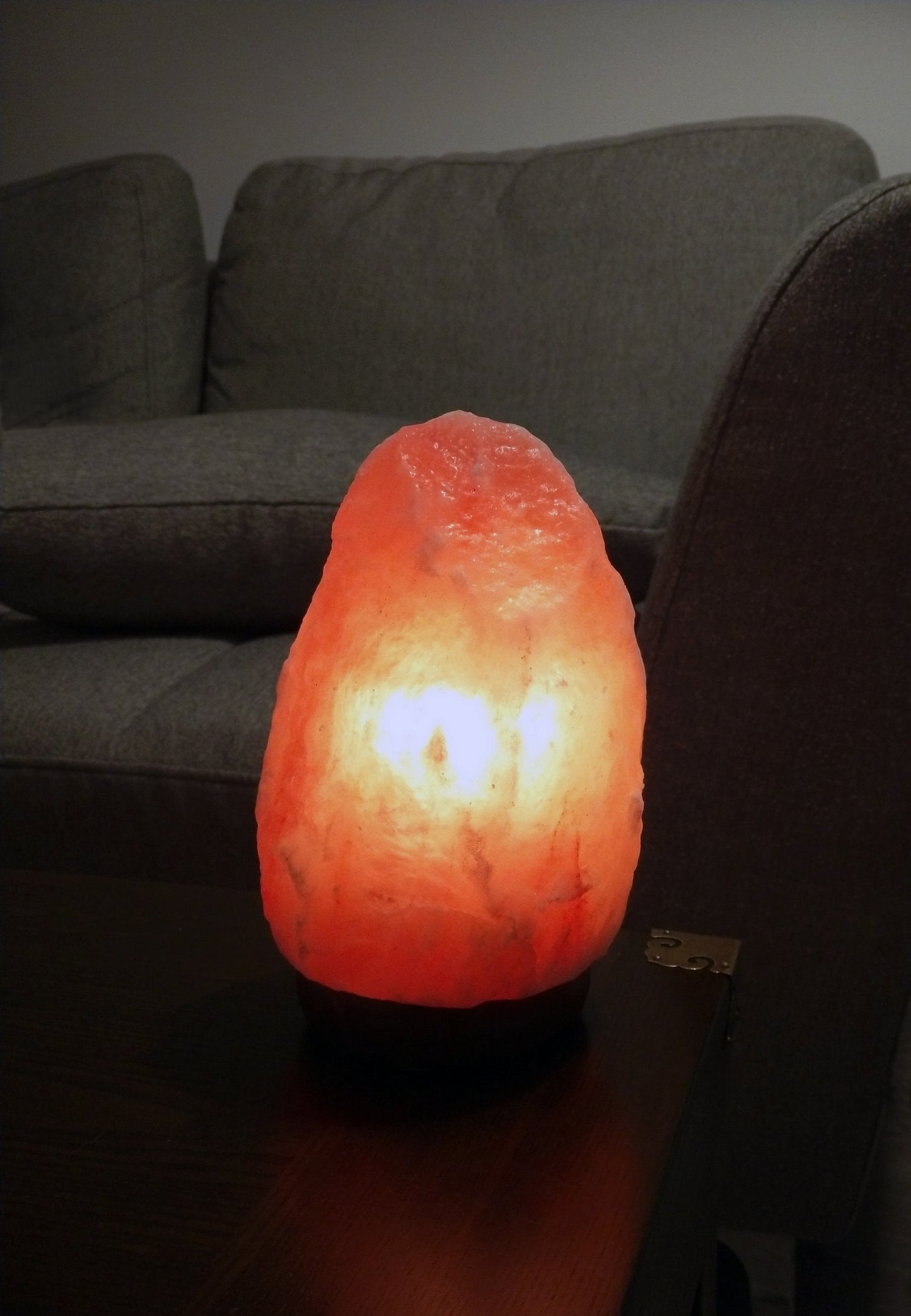 Himalayan Salt Lamp on Genuine Neem Wood Base, Natural Shape, 5-9"
