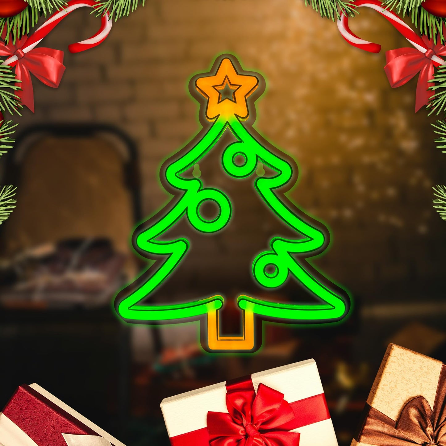 Christmas Tree Neon Signs,Adjustable Brightness Led Lights Sign Christmas Decorations,USB Powered Neon Sign for Wall Decor Xmas Gifts Home