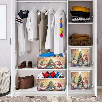 senya Large Storage Bins Gnomes Hats Christmas Collapsible Foldable Storage Cubes Fabric Basket Closet Organizer Containers Box for Home Bedroom Office 15.7 x 10.6 x 6.9in
