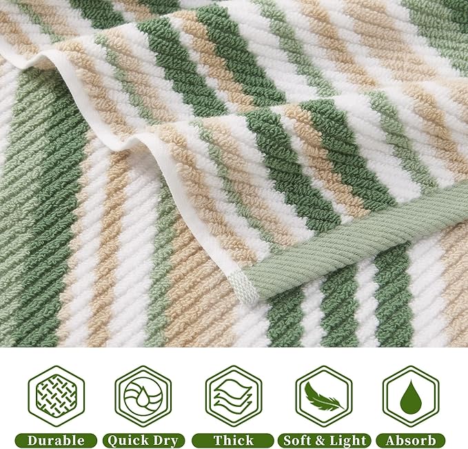 VOOVA & MOVAS Green Striped Wash Cloths