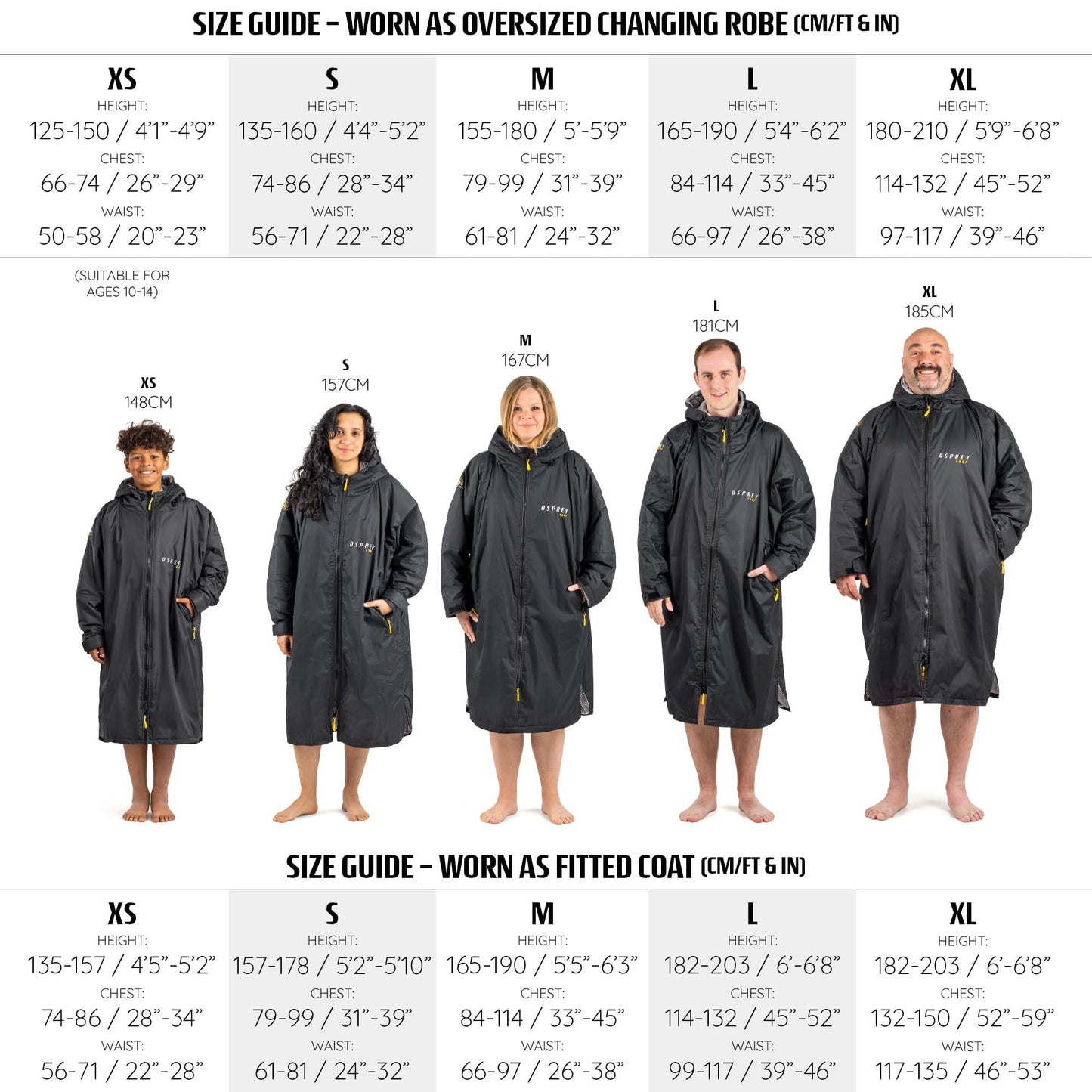 Osprey Changing Robe for Kids and Adults, Waterproof Changing Robe, Swimming and Beach, Unisex, Black