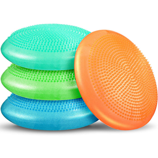 Libima 4 Pcs Glitter Wiggle Seat for Sensory Kids 13 Inch Inflated Wobble Cushion Sensory Seat Flexible Seating for Classroom Elementary, Balance Disc for Kids Adult Office Home(Light Color)