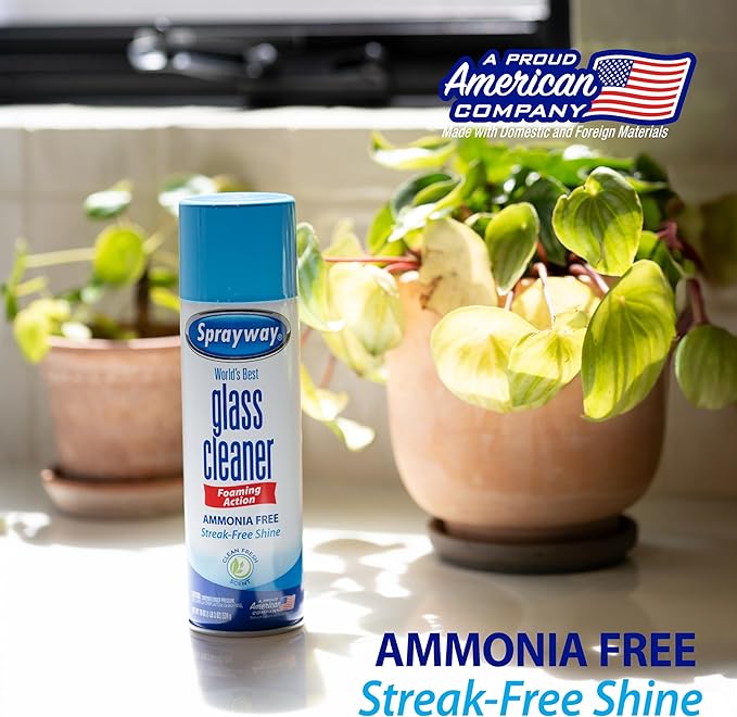 Sprayway Glass Cleaner Foaming Aerosol Spray, Streakless, Fast-Acting | Cleans