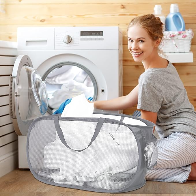 4 Pcs Durable Collapsible Laundry Baskets, Foldable Laundry Basket Large Opening