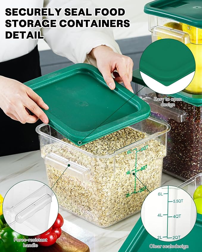 4QT NSF Food Storage Containers: 8 PCS Commercial Clear Food Storage Containers
