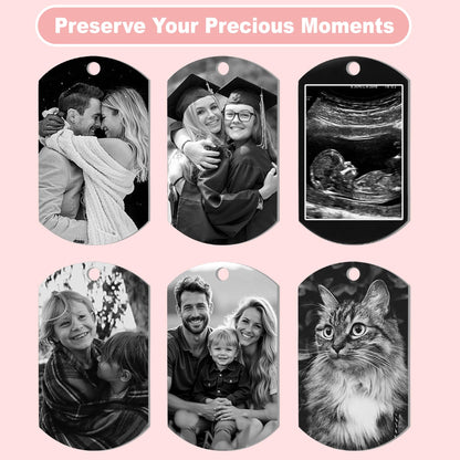 Queenberry Custom Photo Keychain for Husband Boyfriend Laser Engraved Personalized Calendar Date Text Picture Gift for Valentines Day Anniversary