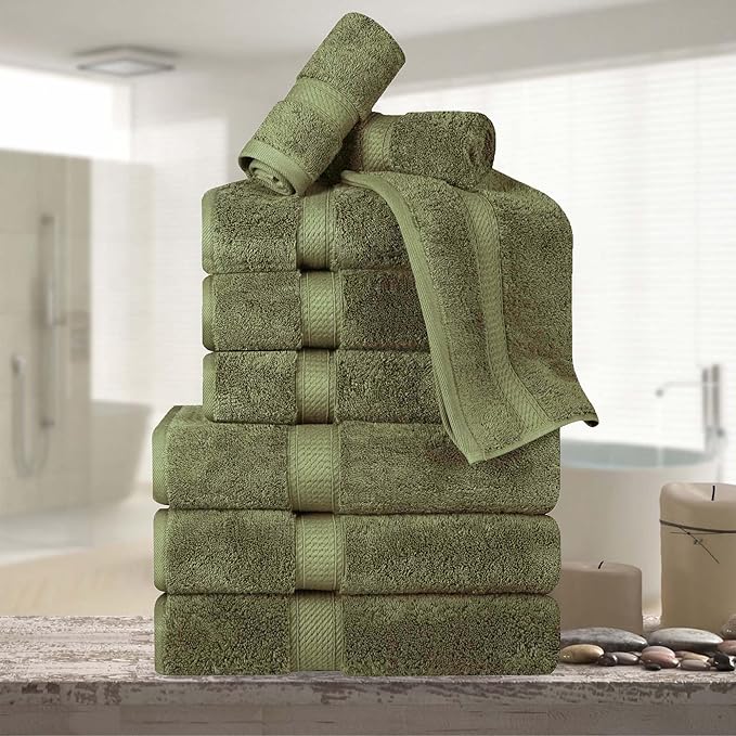 Superior Egyptian Cotton Pile 9 Piece Towel Set, Includes 3 Bath, 3 Hand