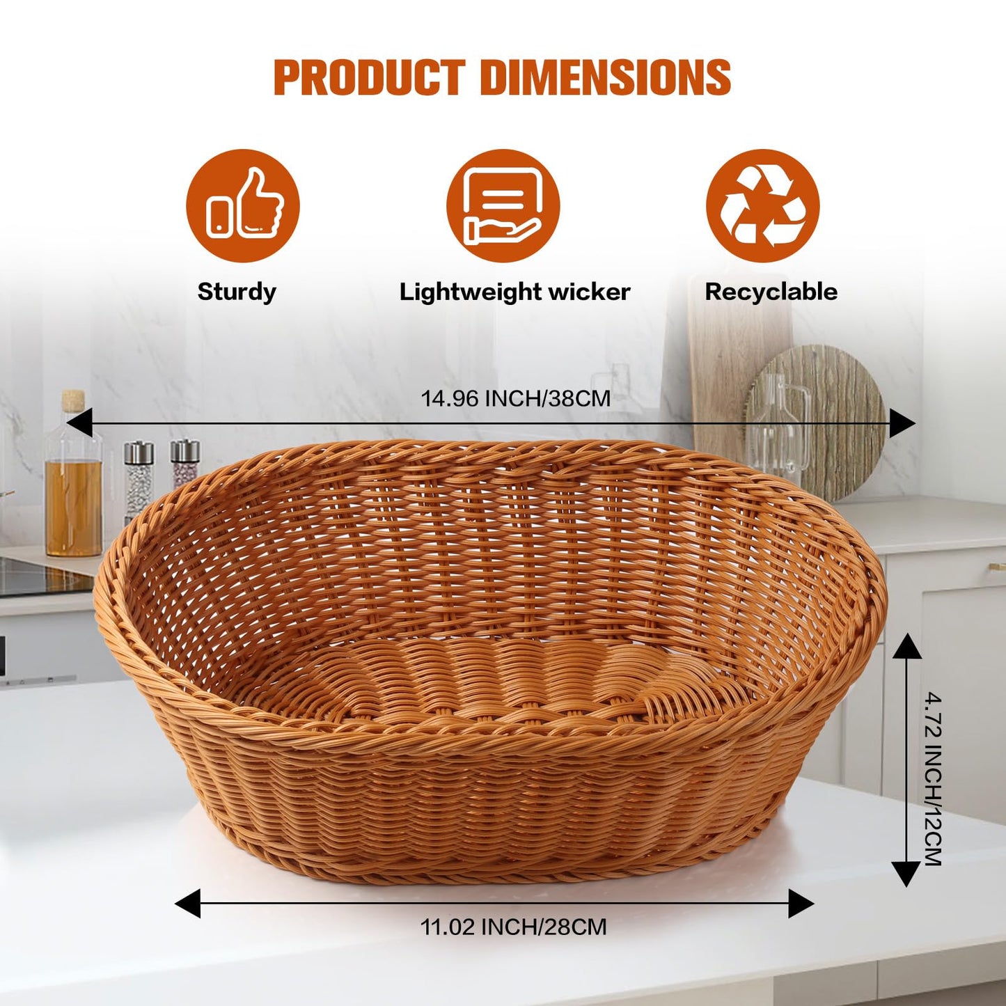 Boensi 2 Pack gift baskets empty, 14.9"x 11" x 4.7"Wicker Basket with Ribbon,Gift Bag – Bread Basket Perfect for Kitchen Storage,Christmas Gift,Table Centerpiece,Serving Bread, Fruit & Vegetable