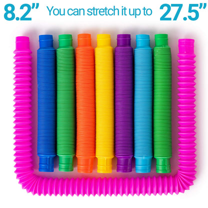 Nutty Toys Pop Tubes - Sensory Toys - Endless Creativity & Fun for Kids and Toddlers |8 Pack Large| - Connect & Pop! Top ADHD Autism Fidget 2025, Best Boy & Girl Easter Basket Stuffers Gift Idea