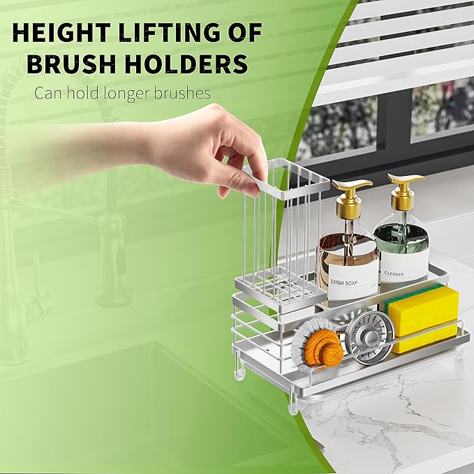Cisily Stainless Steel Kitchen Sink Caddy Organizer, Sponge Holder