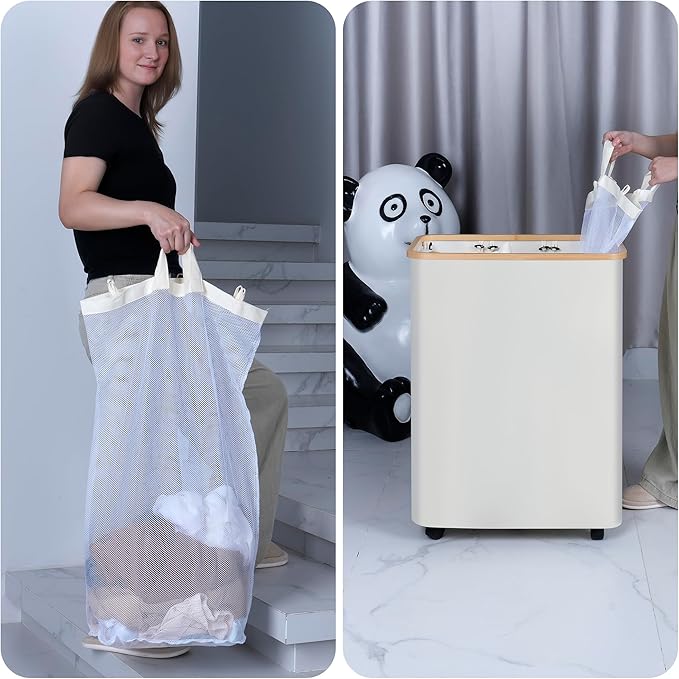 Lagre Laundry Basket with Wheels, Laundry Hamper with Lid, 160L Clothes Hamper