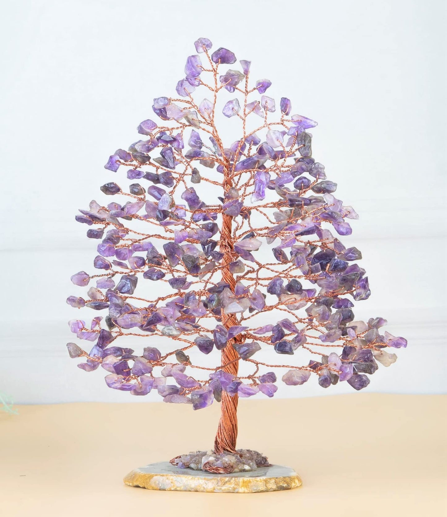 Crocon® Amethyst Crystal Wire Tree with Agate Slice Base - Home Decoration, Crystal Gifts, Birthday Gifts for Women & Men, Wedding, Anniversary, House Warming Gift for Her, Mum, Sister & Grandma