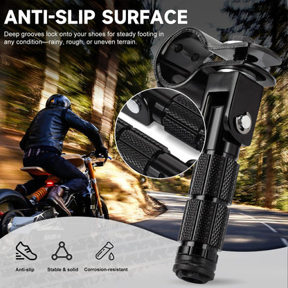 BEAROLNE M8 Motorcycle Foot Pegs CNC Upgraded Foldable Footpegs Anti-Skid Footrest for Yamaha Honda Suzuki Aprilia Electric Car Dirt Pit Bike Motorbike Mini Bike Passenger Pedals (Black)