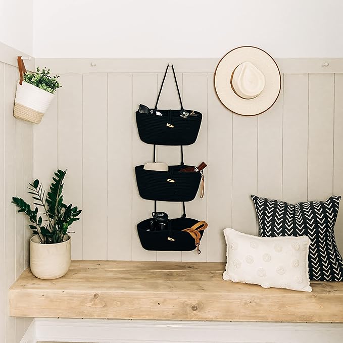 OrganiHaus Black Hanging Wall Baskets