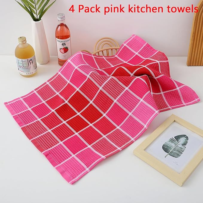 Bright Large Kitchen Towels, 16 Inch x 26 Inch Buffalo Check Dish Towels