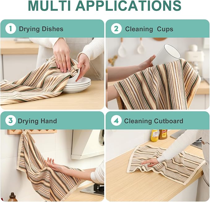SALAS Kitchen Dish Towels for Drying Dishes, Large Cotton Kitchen Cloths Hand