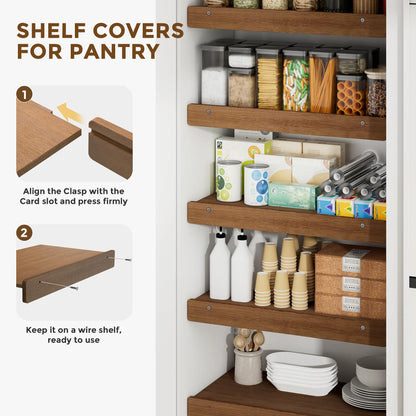 Bamboo Wire Shelf Covers, Wood Shelf Covers for Wire Shelving, 5 Pack Wire Rack Covers, Wire Shelf Liner for Pantry, Closet, Kitchen 24" W x 16" D