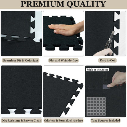 BXI Puzzle Exercise Mat 24 Pcs, 11 x 11 x 0.32 inches, High Density Noise Reduction Puzzle Felt Rug Mat, Non Slip Interlocking Floor Tiles for Workout, Gymnastics and Home Gym Protective Flooring