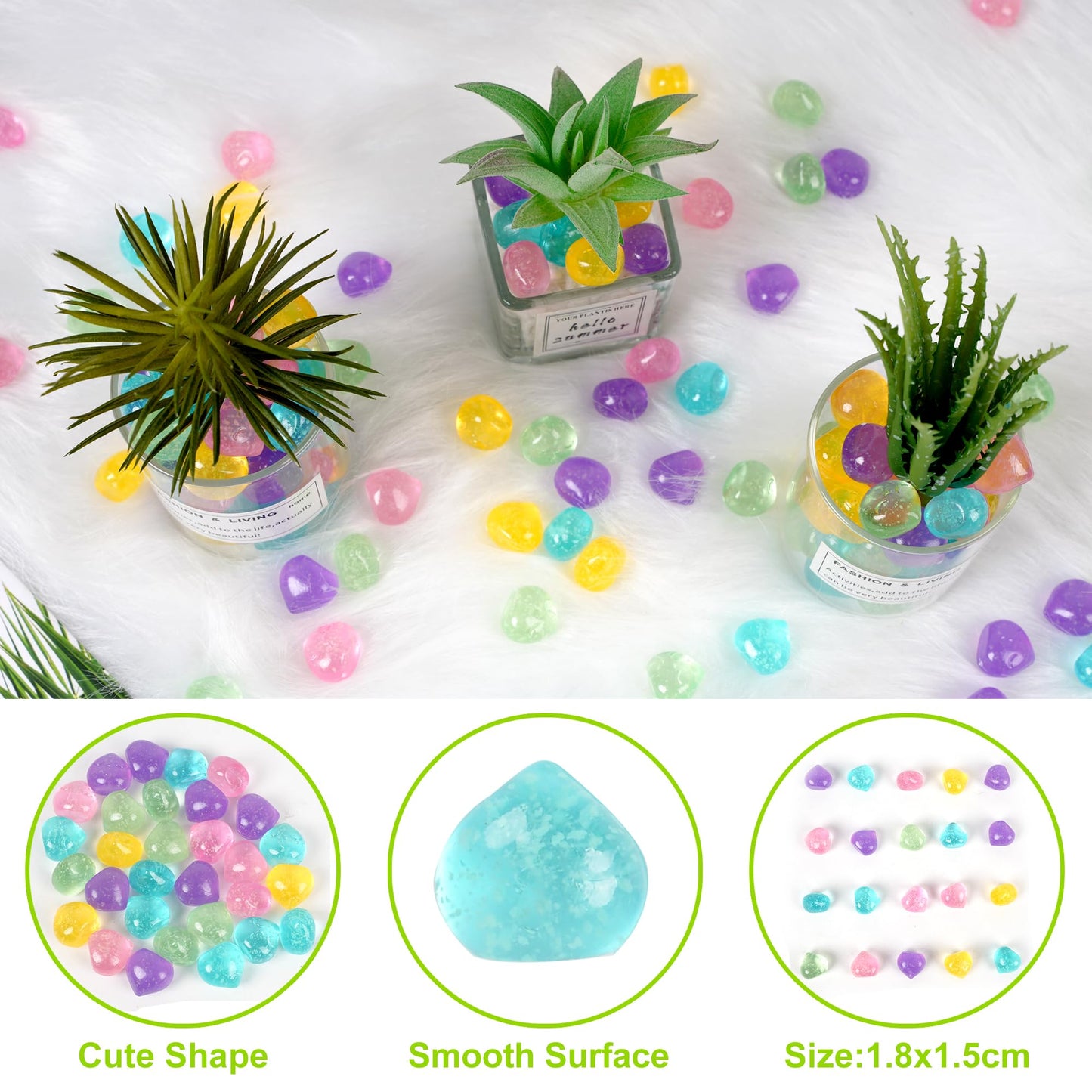 100pc Sparkling Luminous Stones Glowing Rocks for Aquarium Bling Glow Stones for Fish Tank Glowing Stones for Landscaping Glow in The Dark Garden Pebbles