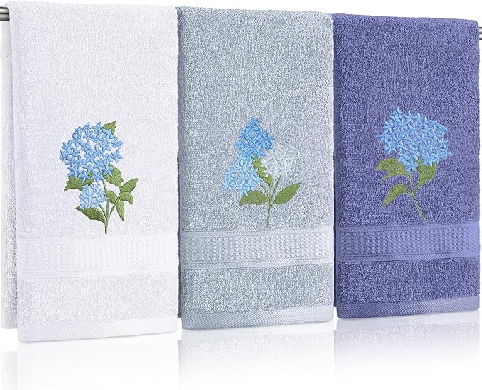 Blue Hydrangea Hand Towels Farmhouse Hydrangea Bathroom Decor 14x29 Inch