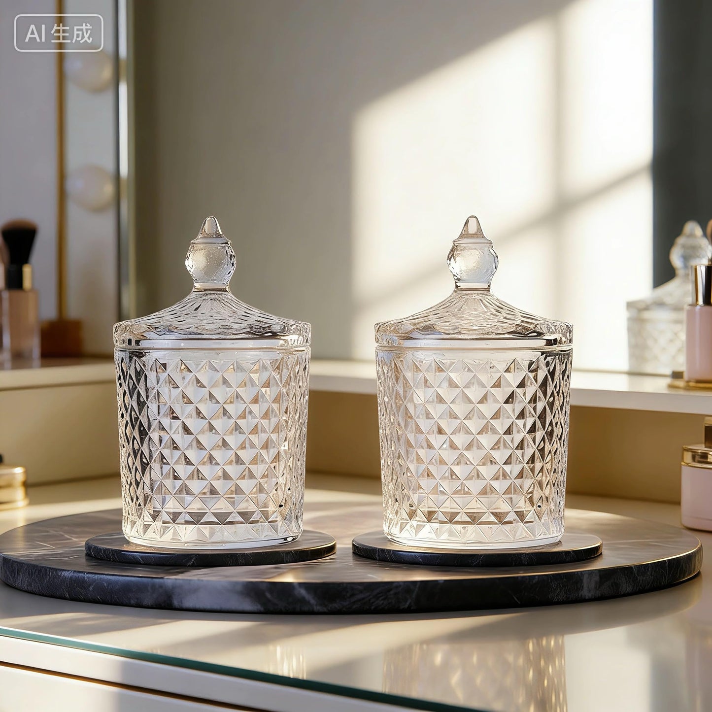 YIUTOYILY 2 Pack Glass Votive Candle Holders with Lids, Clear Glass Candle Holders Bulk for Table Centerpiece Wedding Home Decor (3.35'' x 3.15'')