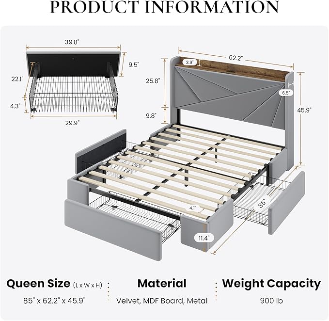 SHA CERLIN Queen Bed Frame