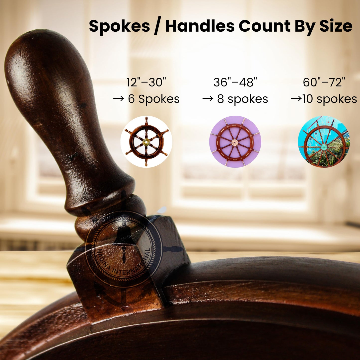 Nagina International Premium Nautical Handcrafted Wooden Ship Wheel | Pirate's Wall Home Decor & Gifts (16 Inches, Dark Rosewood)