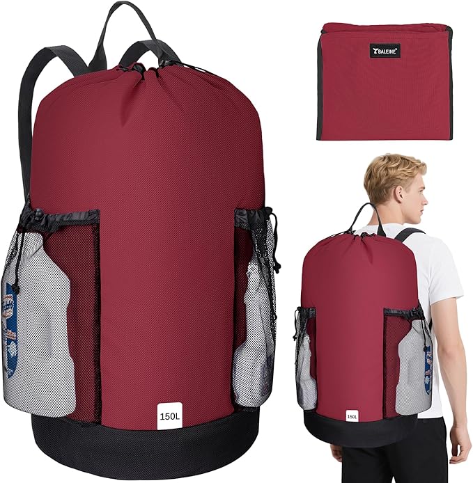 BALEINE 150L Laundry Bag Backpack, 900D Oxford Fabric Large Travel Laundry Bags