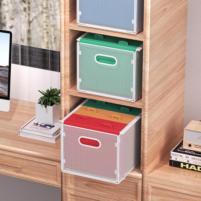samstar 2 Pack Hanging File Organizer, Mesh File Folder Box Filing Box Cabinet