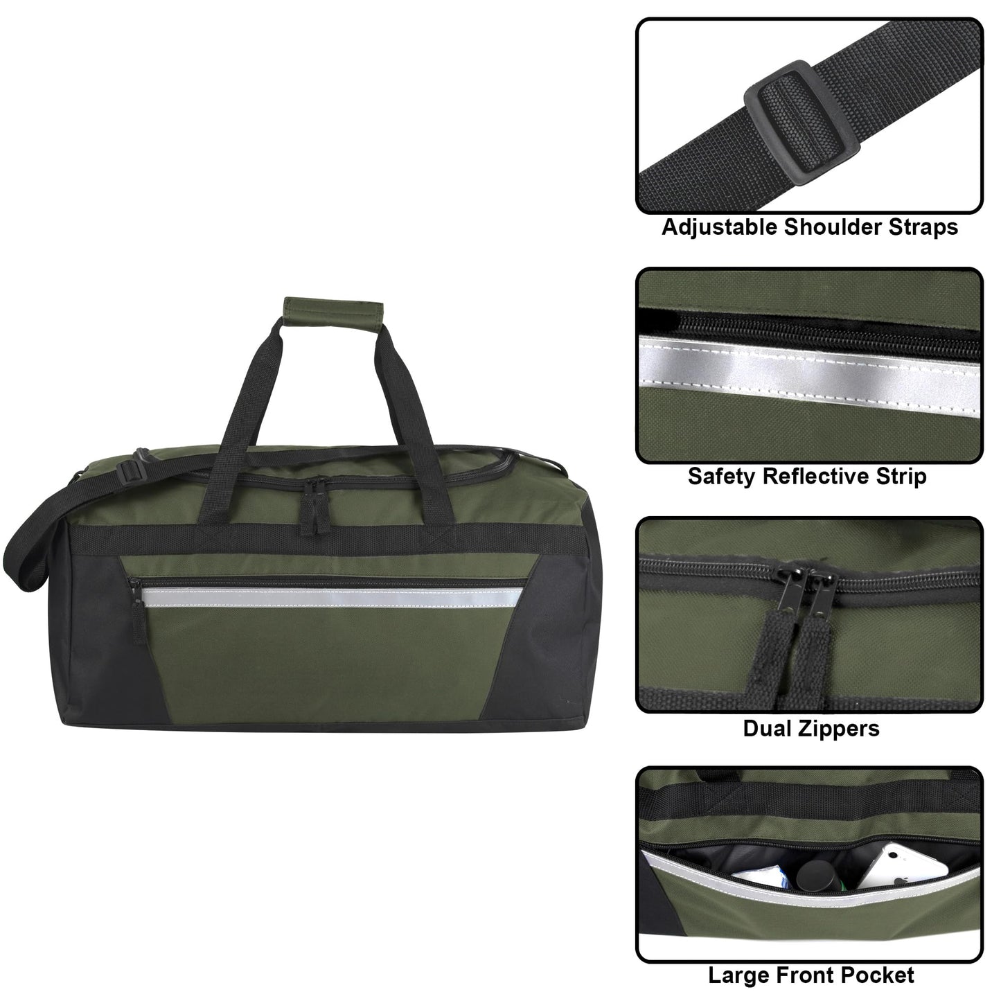 40 Litre, 22 Inch Duffle Bag for Women Men Travel; Large Duffel Bag with Shoulder Strap, Sections (Hunter Green)