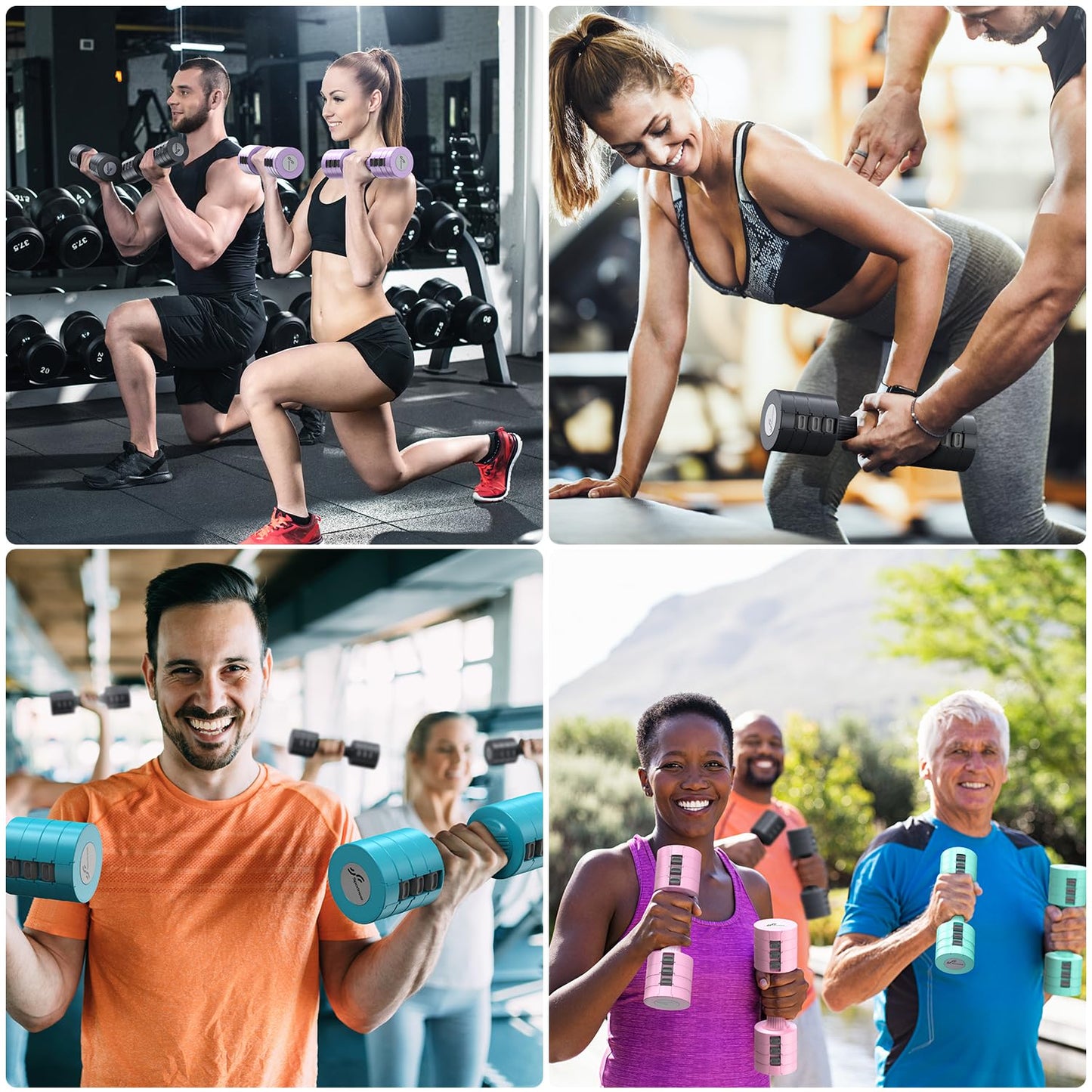 Adjustable Dumbbells Hand Weights Set: Sportneer 1 Pair 0.9-4.5KG (0.9-2.3KG) Fast Adjust Dumbbell Weight 6 In 1 Free Weights Barbells For Women Men Home Gym Workout Exercise Strength Training