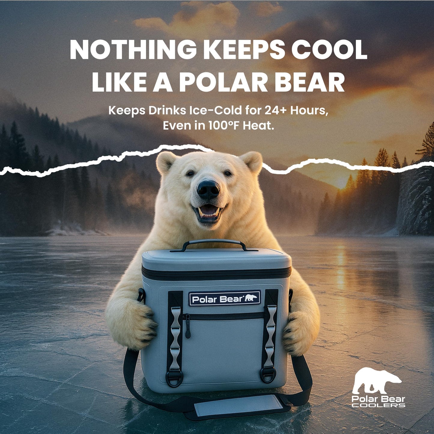 Polar Bear Coolers - Soft Topper 30 Cooler Bag - Insulated Leak Proof Thermal Bag for Travel, Beach, or Camping - Heavy Duty & Portable - Made Waterproof - Keeps Ice up to 48 hrs - 18 Pack, Grey