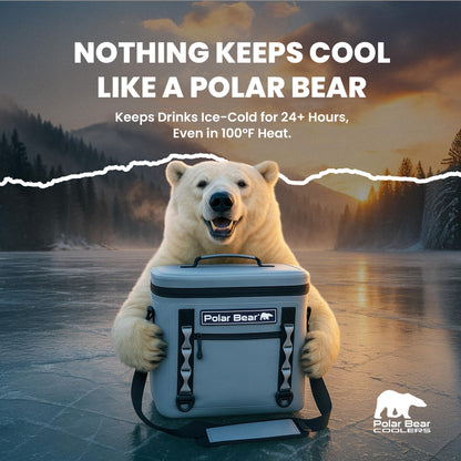 Polar Bear Coolers - Soft Topper 30 Cooler Bag - Insulated Leak Proof Thermal Bag for Travel, Beach, or Camping - Heavy Duty & Portable - Made Waterproof - Keeps Ice up to 48 hrs - 18 Pack, Grey