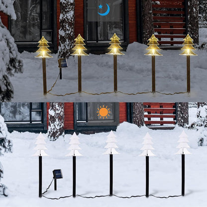 ILLUMINEW Outdoor Christmas Decorations, Solar Xmas Tree Pathway Lights, 20 Pack Waterproof Landscape Christmas Lights, LED Stake Lamp for Yard Lawn Patio Walkway Decor