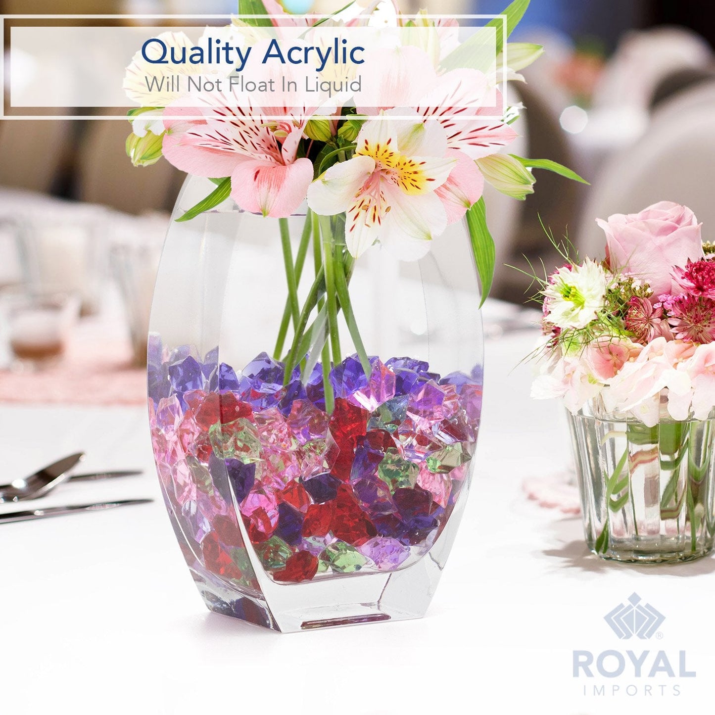 Royal Imports Acrylic Gems Ice Crystal Rocks for Vase Fillers, Party Table Scatter, Wedding, Photography, Party Decoration, Crafts, 3 LBS (Approx 580-600 gems) - Gold
