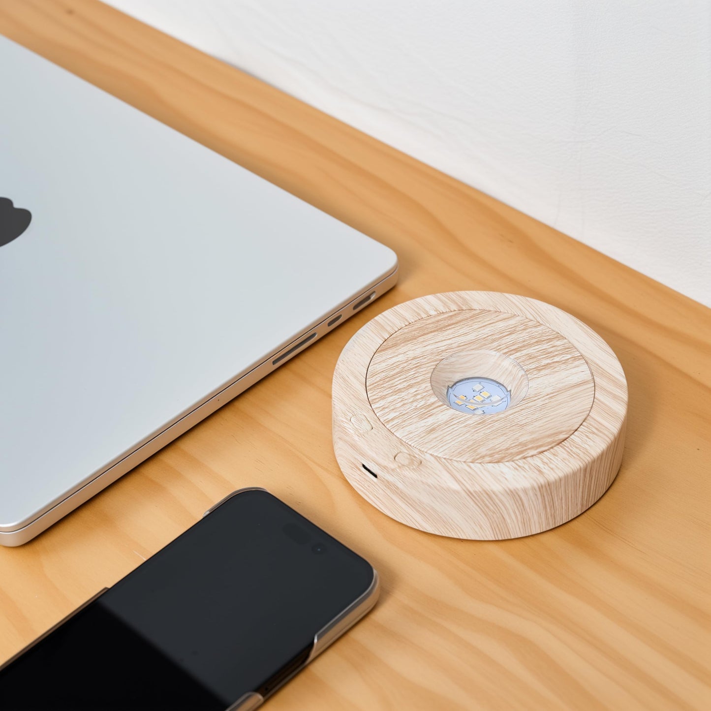 ZEERSHEE Light Base for Glass Art 4.5" Rotating Display LED Wood Base