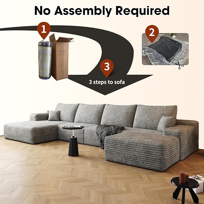 136" Sectional Couches for Living Room Cloud Couch Sofa