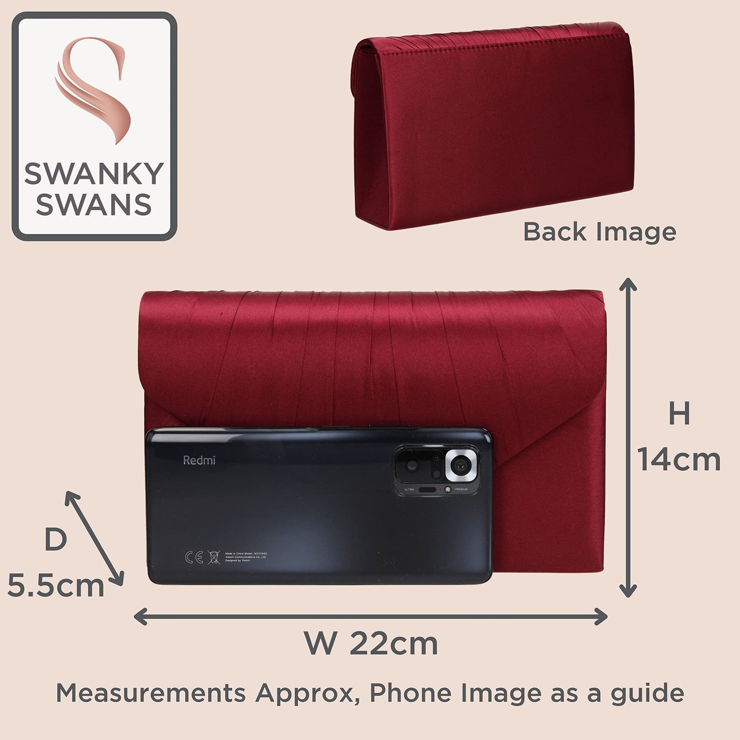 SwankySwans Women's Chantel Clutch Bag, Burgundy, One Size