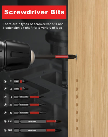 EZARC Countersink Drill Bit Set, 24 PCS Tapered Drill Bits Counter Sink Drill Bit with 6PCS Wooden Sticks 1/4" Hex Shank Quick Change for Woodworking with Storage Box