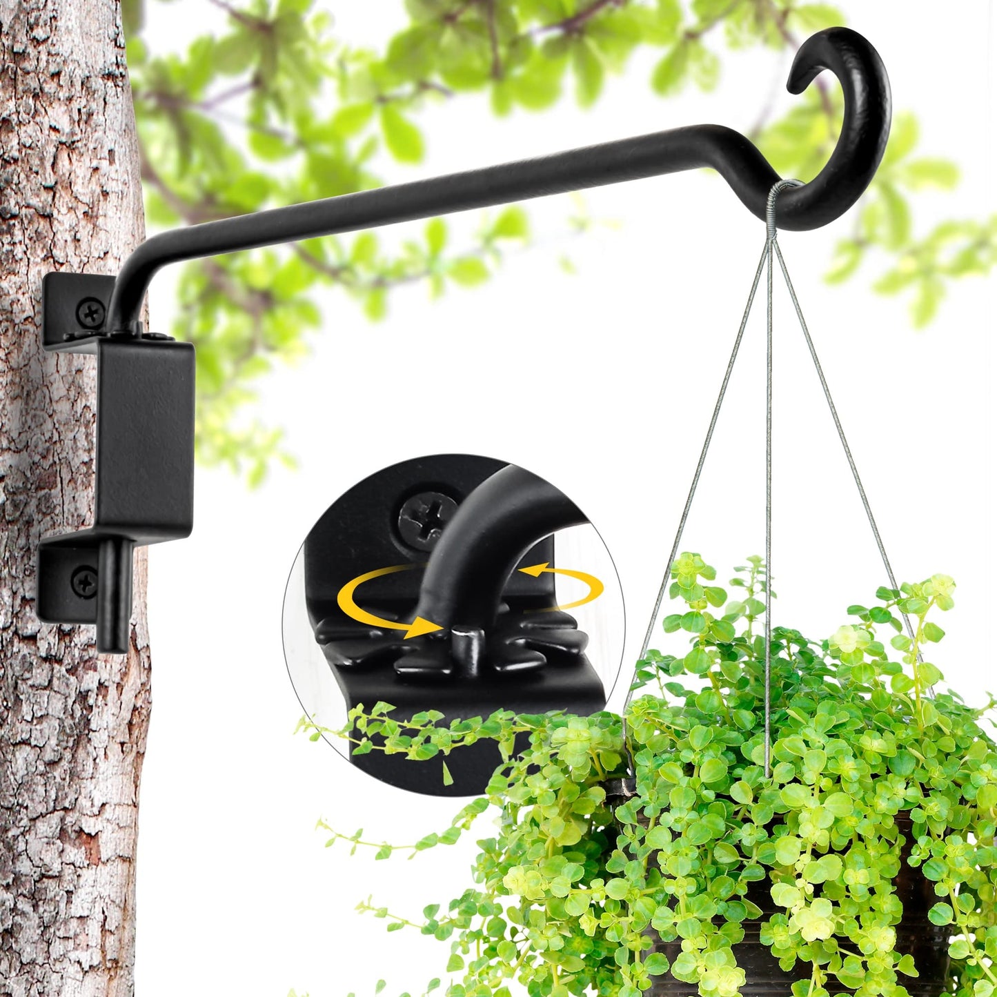 Qiang Ni Plant Hanger Outdoor: 12 Inch Bird Feeder Bracket for Garden Patio Decor - 2 PCS Swivel Adjustable Wall Mount Plant Hook for Hanging Flower Baskets